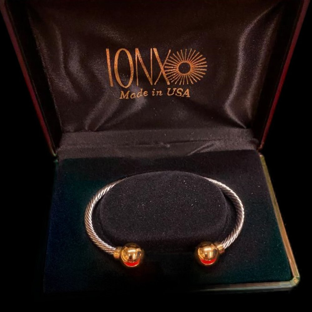 IONX Silver Yellow Gold Cuff Bracelet Boxed Made USA Men Women Bangle NWT
